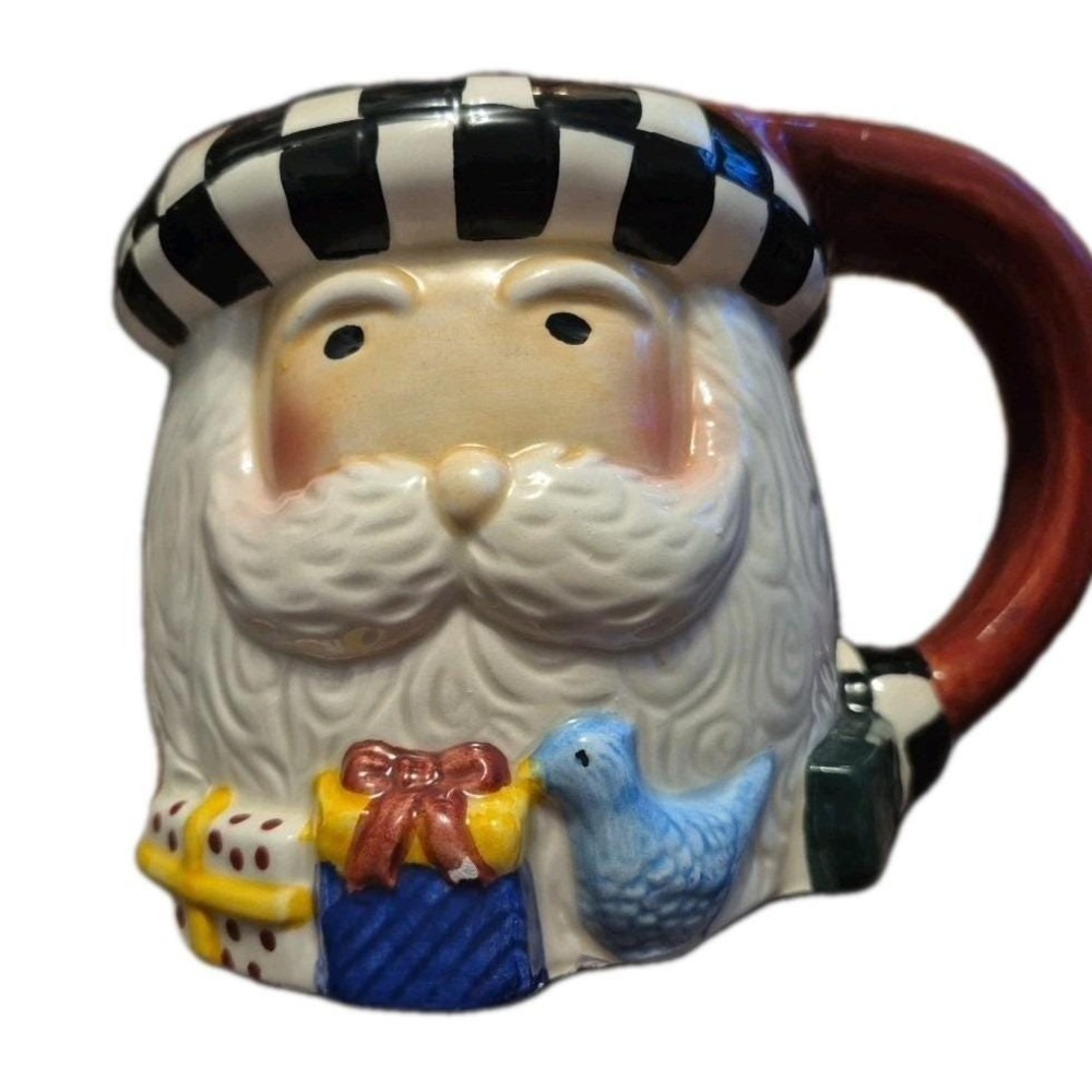 Sakura Santa Mug Hand Painted DEBBIE MUMM‎ Coffee Chocolate Christmas Holiday